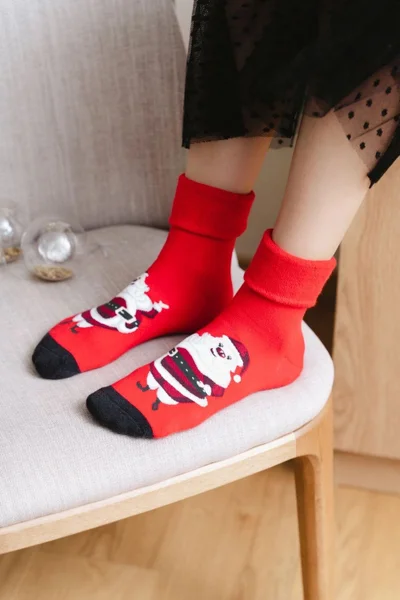 Červené vánoční dámské ponožky Steven