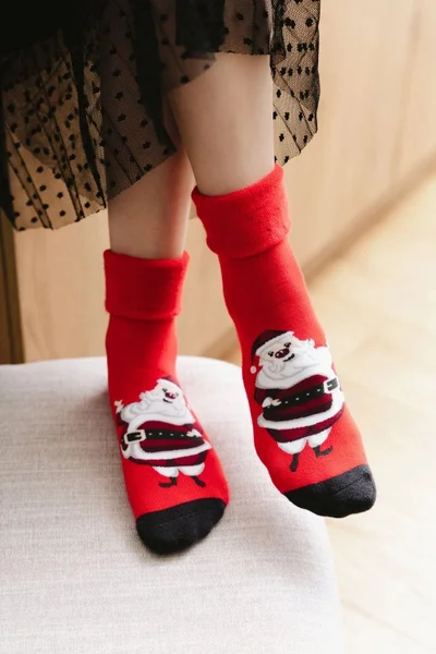 Červené vánoční dámské ponožky Steven