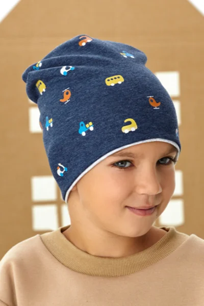 Bavlněná dětská čepice s barevnými obrázky AJS