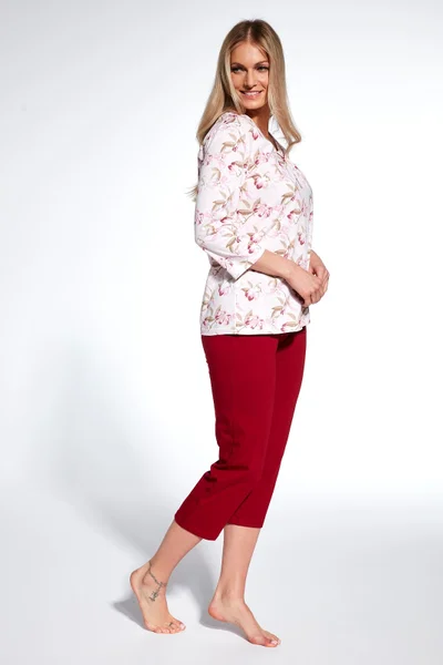Červeno-bílé dámské pyžamo Cornette plus size
