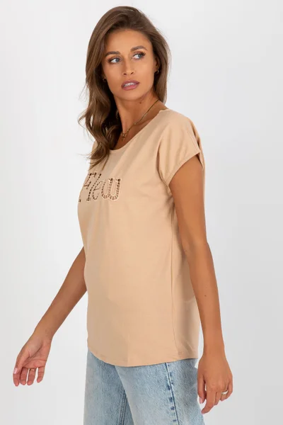 Béžové dámské tričko s krátkým rukávem FANCY