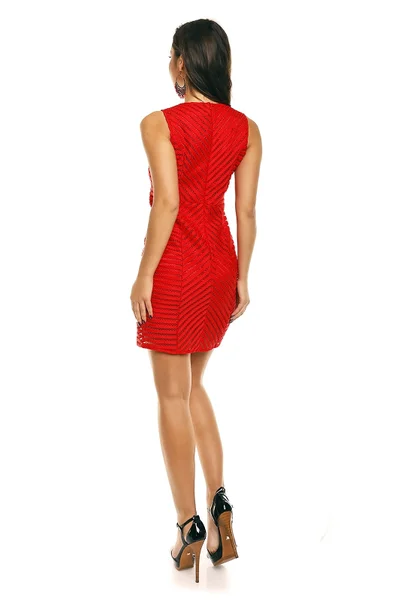 Dámské značkové dámské šaty moderní Aikha krátké červené - Červená - Aikha