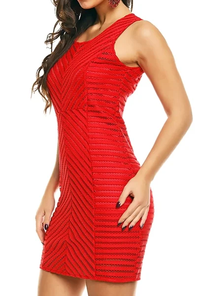 Dámské značkové dámské šaty moderní Aikha krátké červené - Červená - Aikha