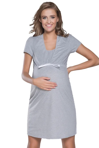 Světle šedá dámská noční těhotenská košile Italian Fashion