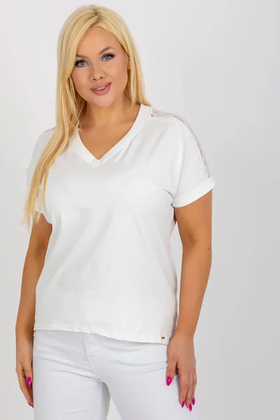 Dámské tričko s krajkovými detaily FPrice bílé