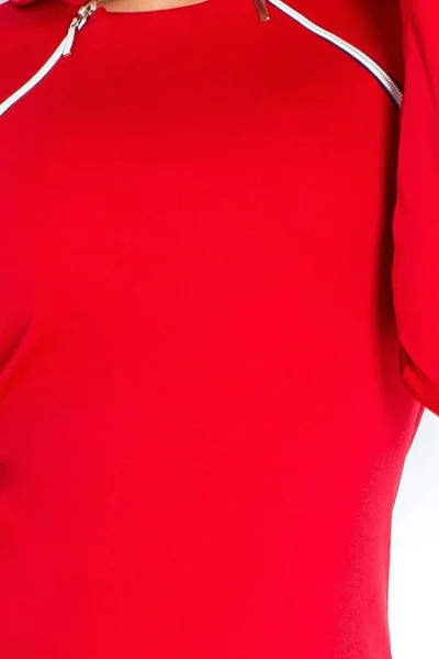 Společenské šaty COLLAR s ozdobnými zipy červené - Červená - Numoco