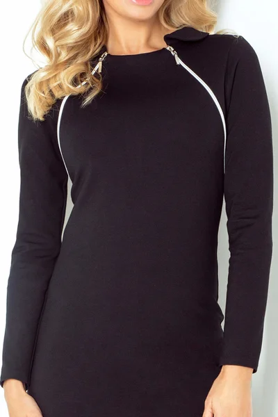 Černé společenské šaty s ozdobnými zipy Numoco COLLAR