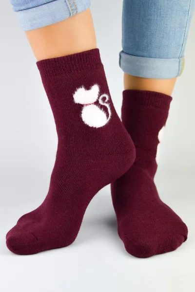 Hřejivé měkké dámské ponožky s kočkou Noviti