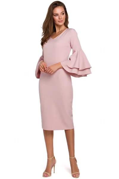 Krémově růžové pouzdrové šaty Makover
