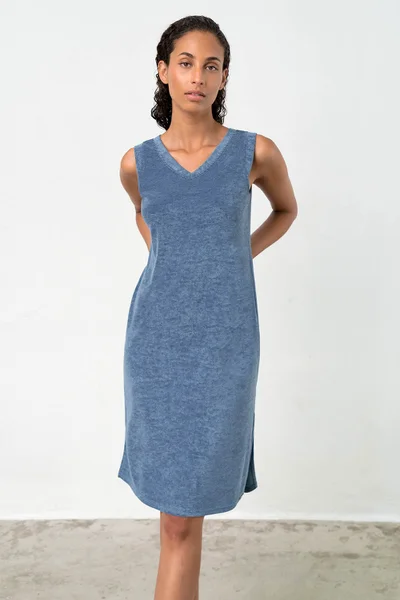 Domácí modré dámské šaty z froté Vamp