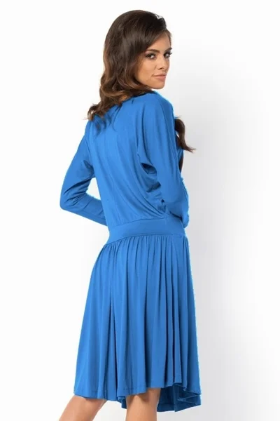 Letní dámské šaty dámské ve volném střihu značkové středně dlouhé modré - Modrá - Makadami