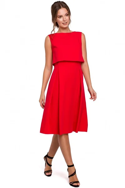 Červené šaty s nařasenou sukní Makover