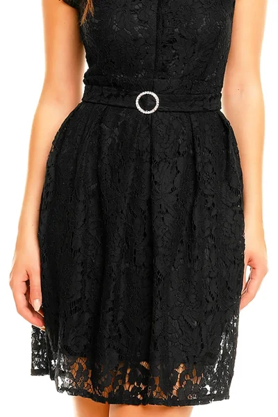 Dámské společenské dámské šaty Mayaadi Deluxe krajkové s páskem černé - Černá - Mayaadi
