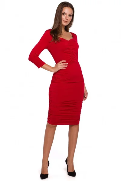 Červené elegantní midi šaty Makover