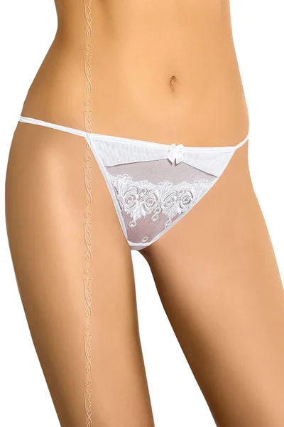 Bílé erotické krajkové string kalhotky Axami