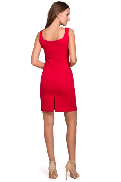 Červené pouzdrové šaty nad kolena Makover
