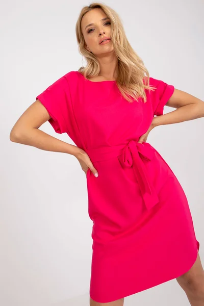 Výrazné růžové hladké mini šaty FPrice