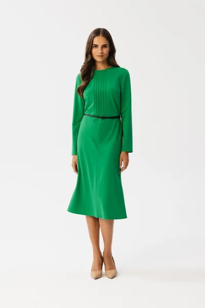 Elegantní dámské zelené midi šaty STYLOVE