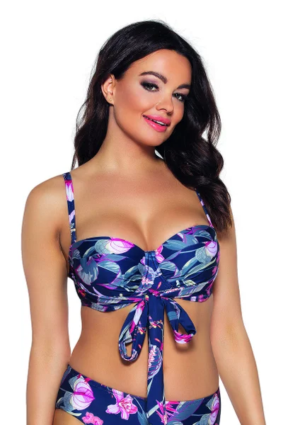 Podprsenka Bardotka AVA SWIMWEAR Navy Květy