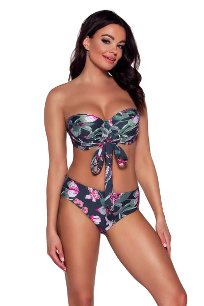 Podprsenka Bardotka AVA SWIMWEAR Navy Květy