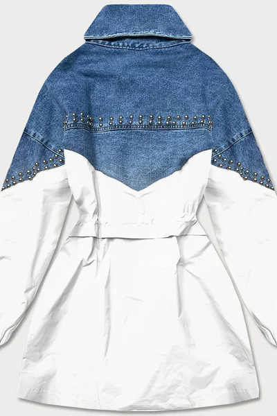 Světle modro-bílá dámská džínová denim bunda z různých spojených materiálů Q667 PREMIUM Mo