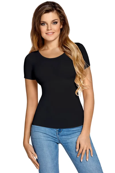 Klasické dámské černé tričko s krátkými rukávy Babell