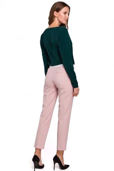 Dámské růžové kalhoty s pružným pasem Makover