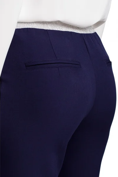 Dámské tmavě modré kalhoty s elastickým pasem - Makover