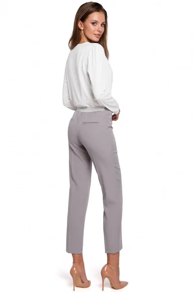 Dámské šedé kalhoty s elastickým pasem - Makover