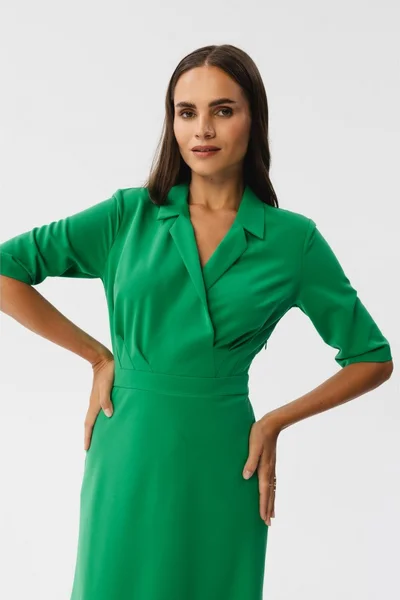 Dámské zelené košilové šaty s límečkem STYLOVE