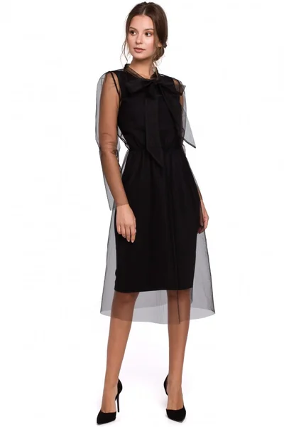 Černé elegantní dvouvrstvé šaty Makover