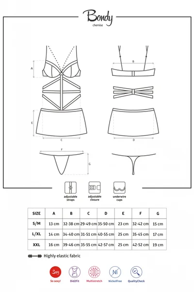 Černá košilka Bondy chemise XXL