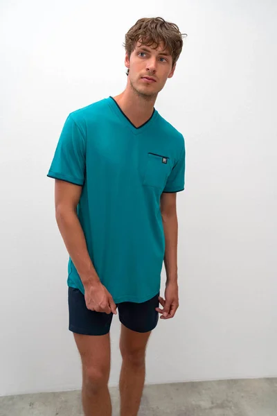 Vamp - Pohodlné dvoudílné pánské pyžamo PO742 - Vamp (v barvě modrý přístav)