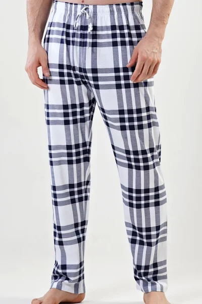 Černo-bílé pánské dlouhé kalhoty k pyžamu Gazzaz