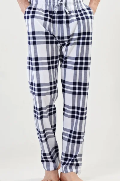Černo-bílé pánské dlouhé kalhoty k pyžamu Gazzaz