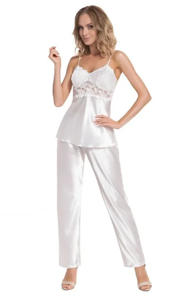 Dámské luxusní saténové pyžamo Venus ecru Donna (v barvě Bílá)