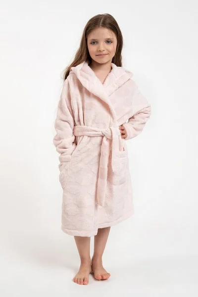Světle růžový dlouhý dětský župánek Italian Fashion