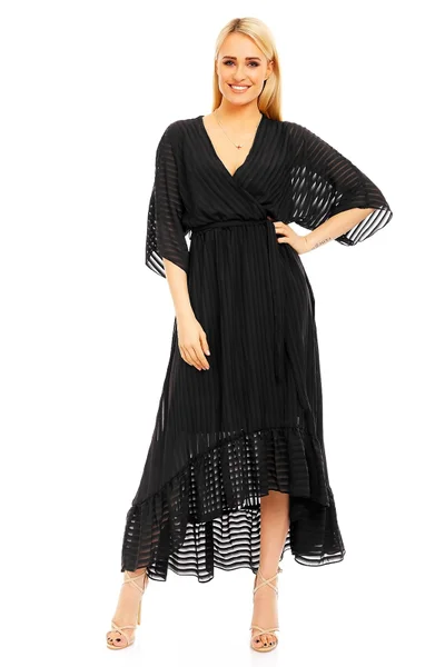 Lehké černé šaty s asymetrickou sukní LULU&LOVE