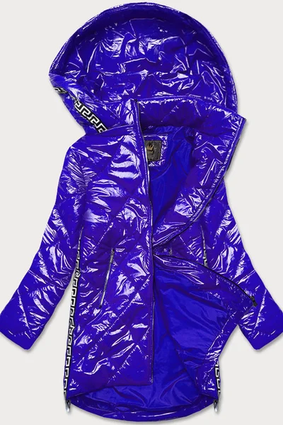 Lehká lesklá dámská bunda v chrpové barvě s lemovkami FT458 Libland (v barvě Modrá)