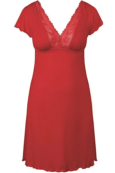 Červená dámská noční košilka s krajkovým dekoltem Nipplex