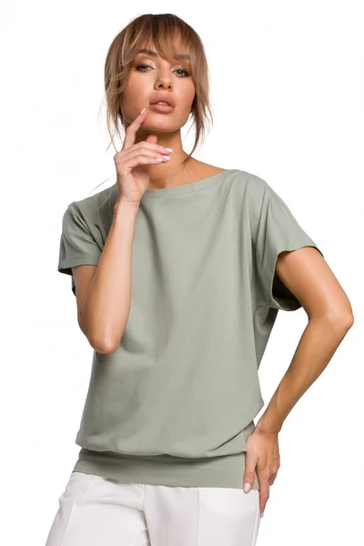 Světle zelené dámské stylové tričko s odkrytými zády Moe