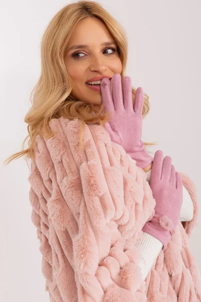 Světle růžové dámské elegantní rukavice AT