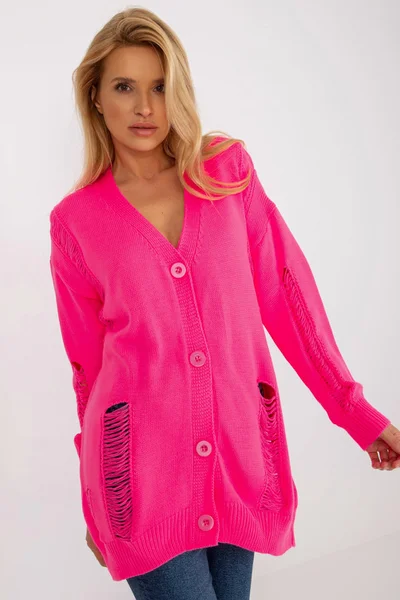 Dámský růžový svetr s knoflíky FPrice