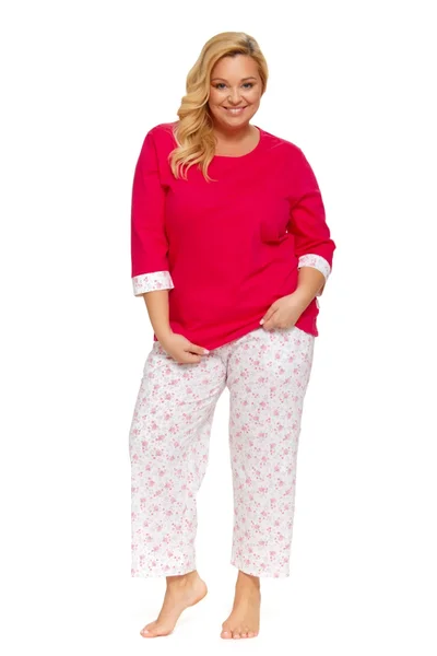 Bílo-červené dámské plus size pyžamo Doctornap