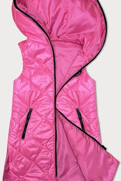 Výrazná růžová prošívaná vesta s kapucí S'WEST