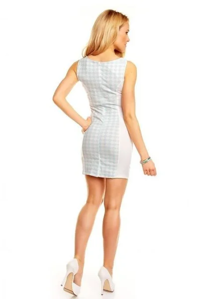 Dámské letní dámské šaty v zeštíhlujícím střihu krémová a aqua - Bílá ML - OEM