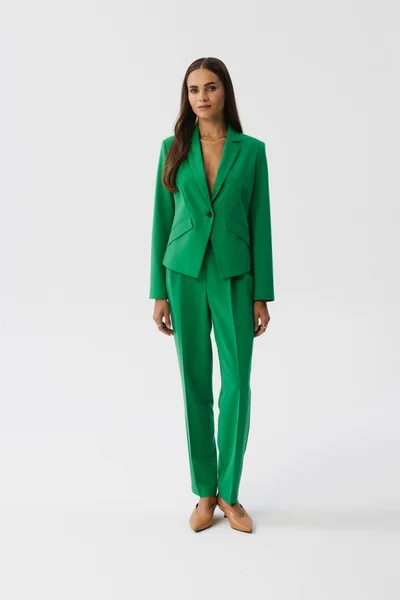 Zelené dámské vysoké kalhoty s puky STYLOVE