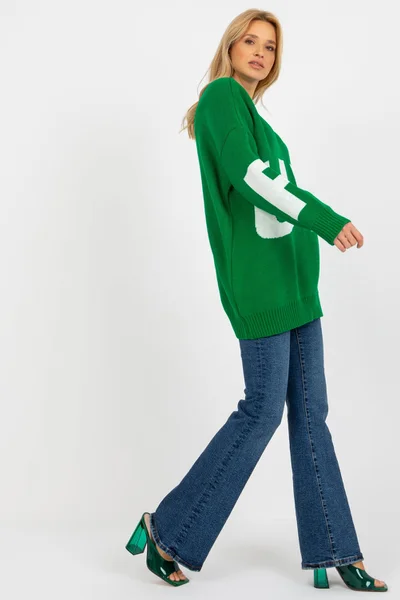 Dámský zelený svetr s nápisem FPrice