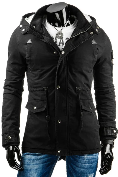 Pánská prošívaná zimní bunda s odnímatelnou kapucí - Černá XXL - Dstreet