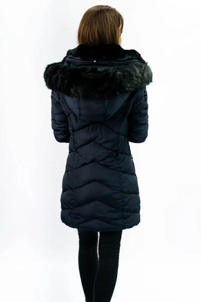 Tmavě modrý dámský kabátek s kapucí MHM